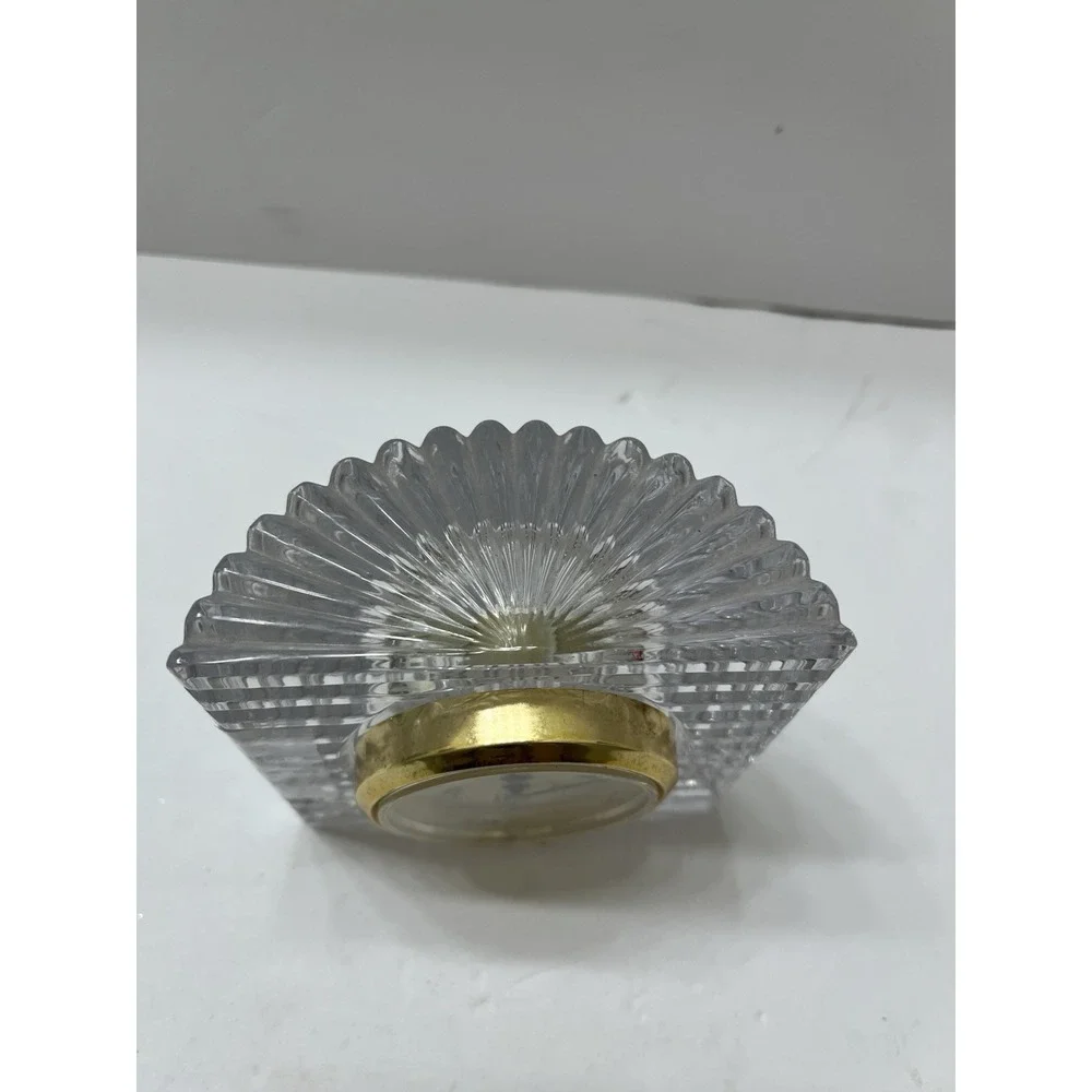 Vintage Mikasa Illusions Lead Crystal Desk Clock Square Diamond Pattern 4.25x4